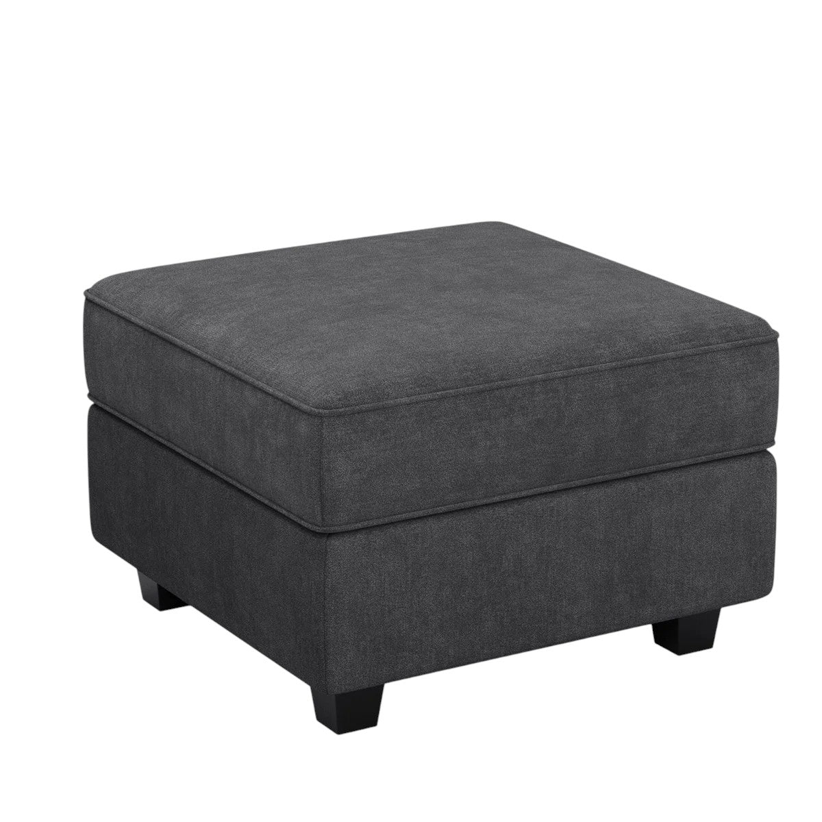 26" Gray And Black Polyester Blend Ottoman With Storage