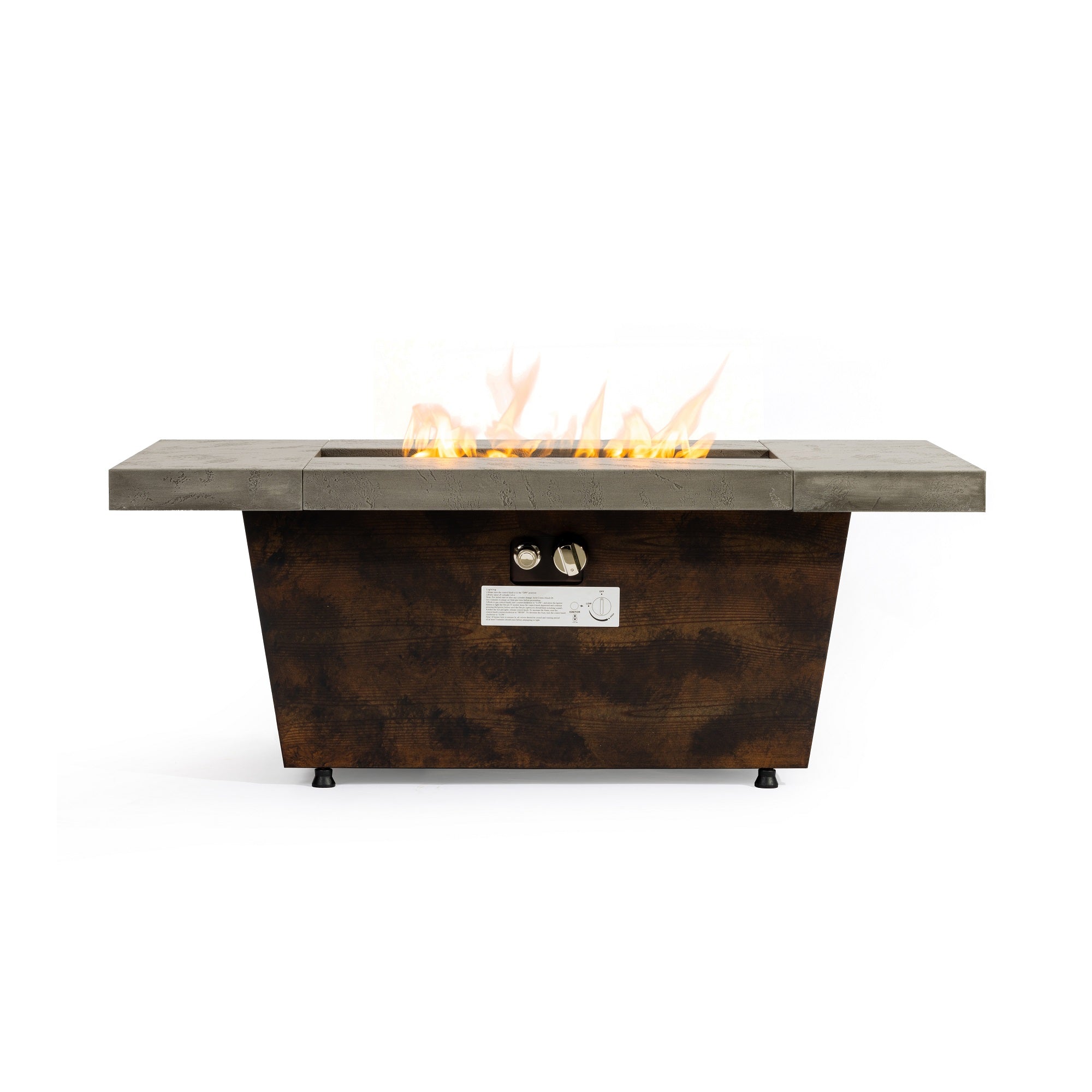 50000 BTU 42" Brown And Gray Iron Propane Rectangular Fire Pit Table With Cover