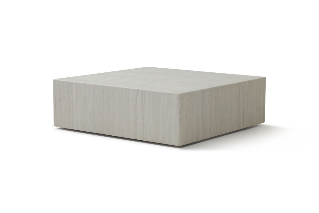 35" Beige Stone Square Block Coffee Table