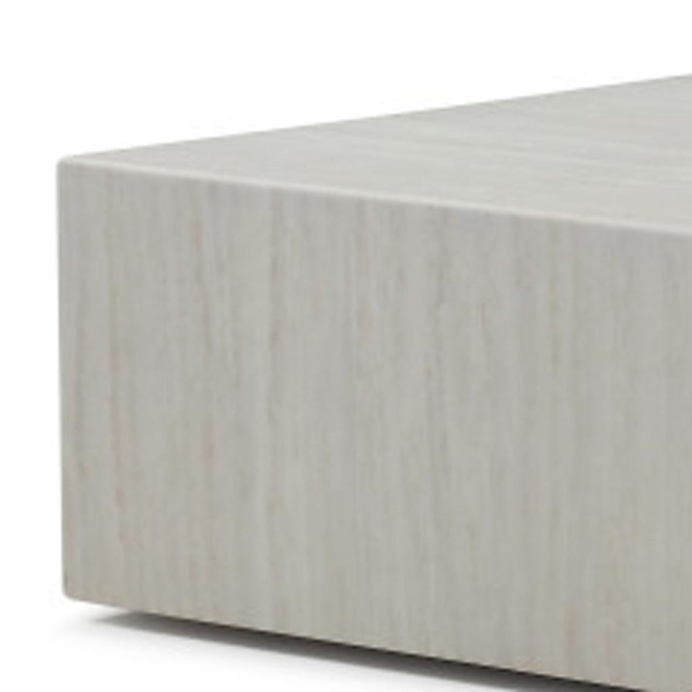 35" Beige Stone Square Block Coffee Table