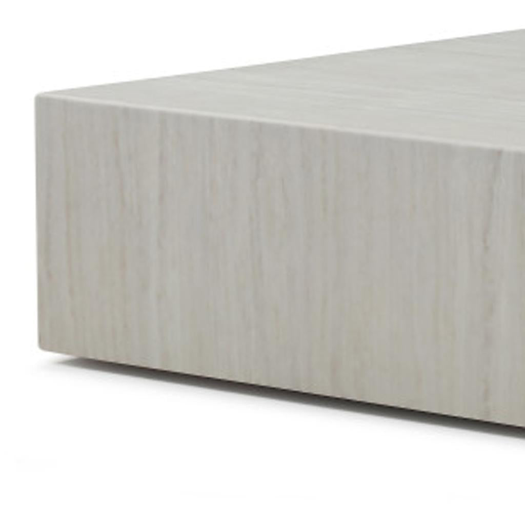 35" Beige Stone Square Block Coffee Table