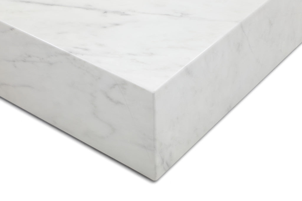 55" White Genuine Marble Block Coffee Table