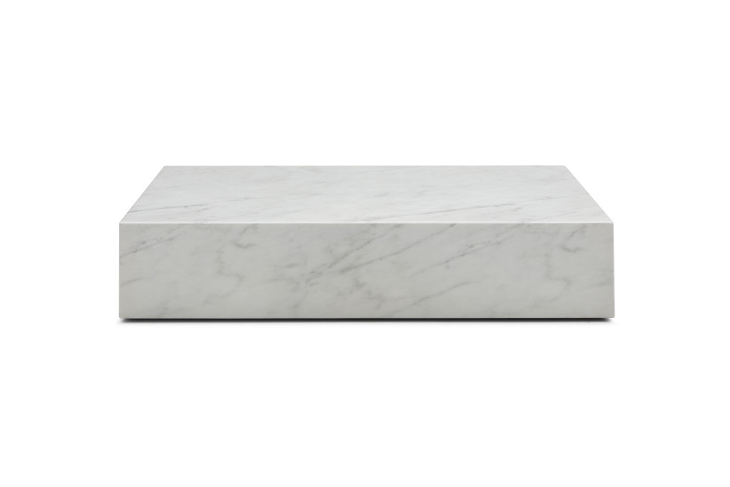 55" White Genuine Marble Block Coffee Table