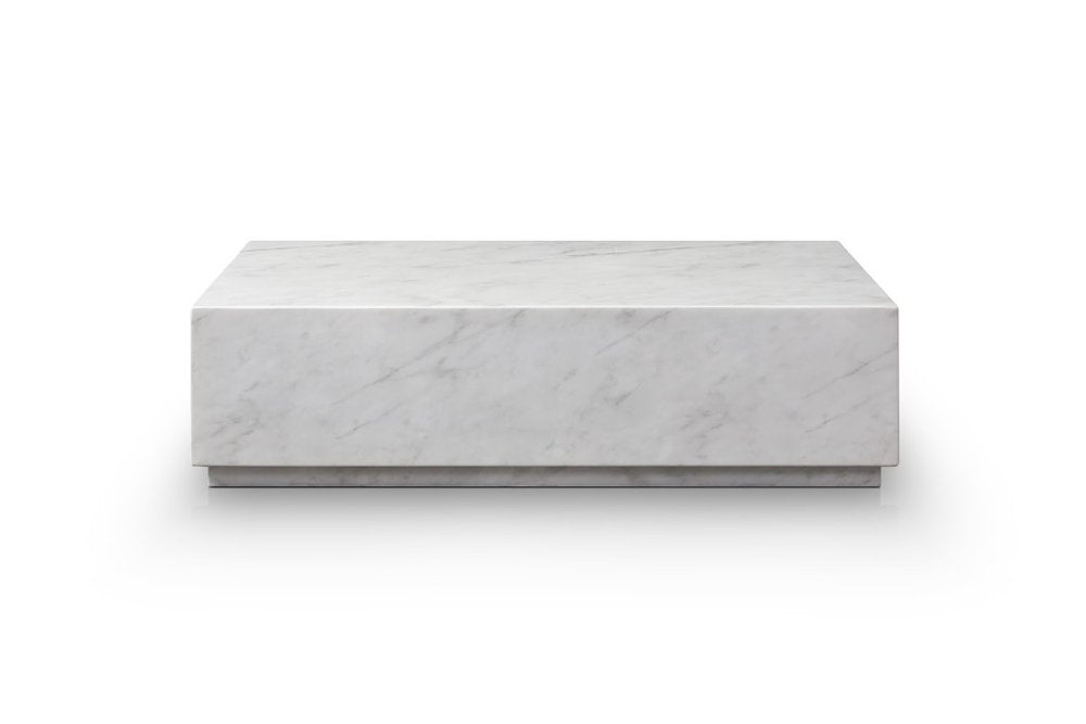 55" White Genuine Marble Block Coffee Table