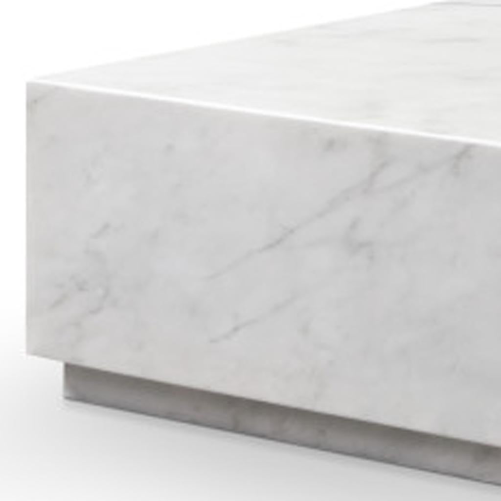 55" White Genuine Marble Block Coffee Table