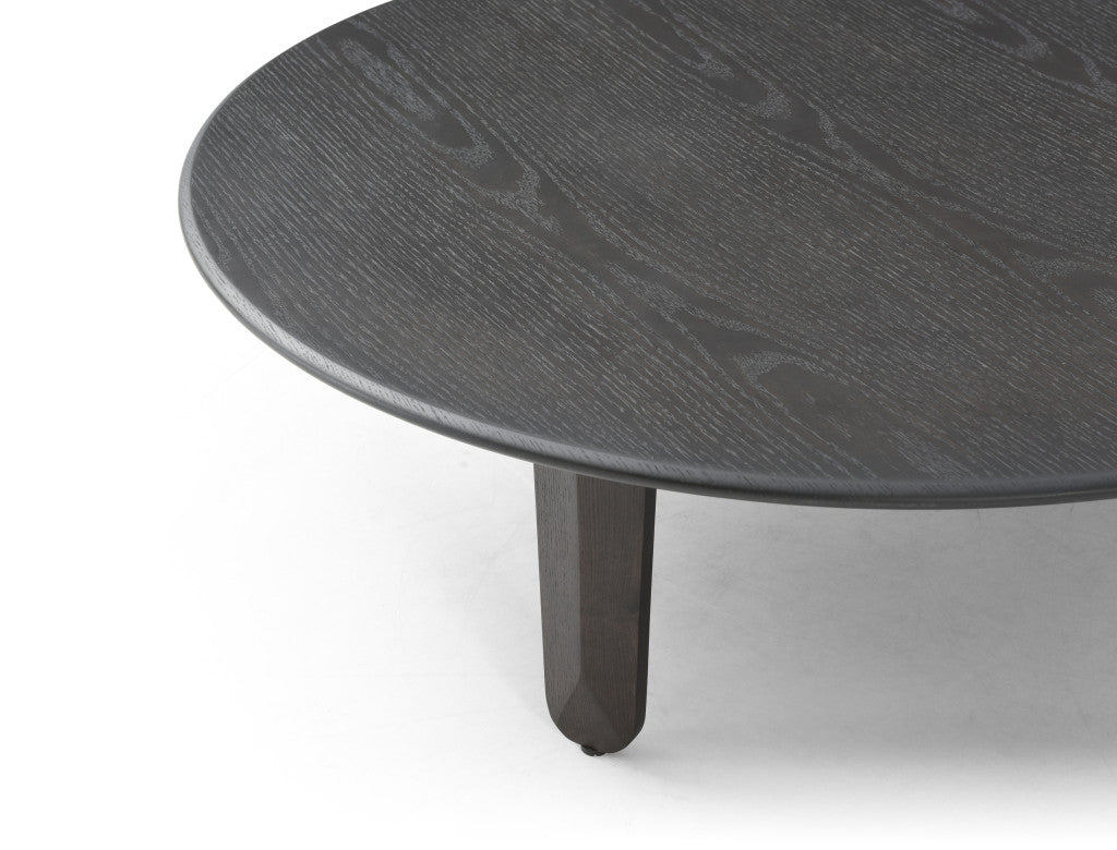41" Black Solid Wood Round Coffee Table