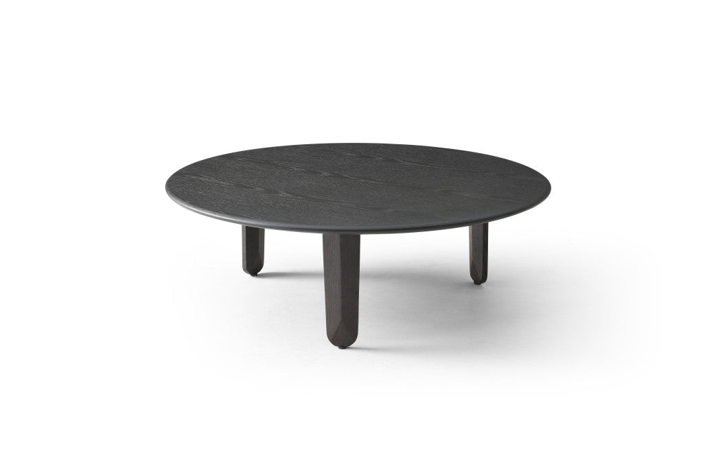 41" Black Solid Wood Round Coffee Table