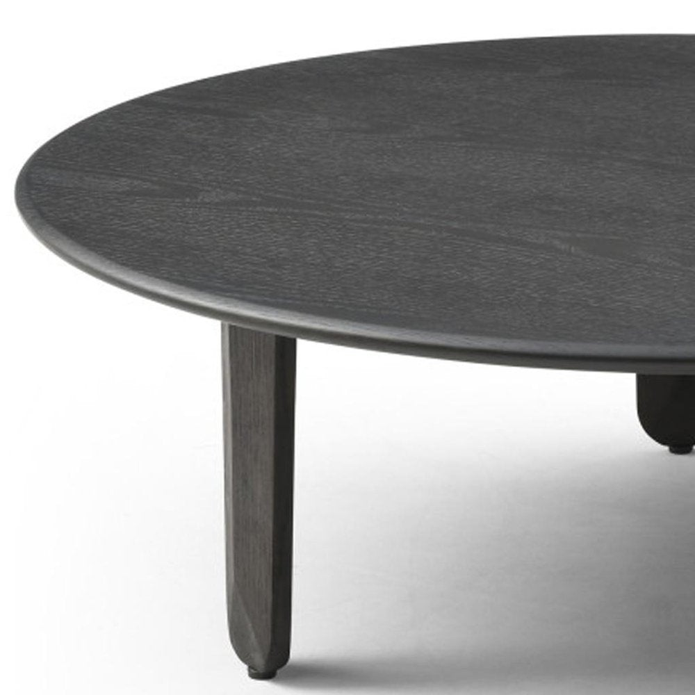41" Black Solid Wood Round Coffee Table