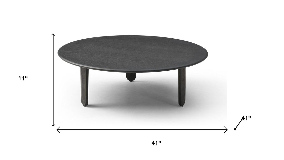 41" Black Solid Wood Round Coffee Table