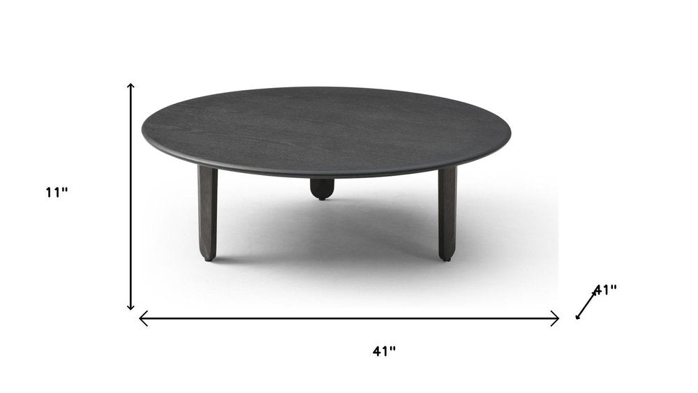 41" Black Solid Wood Round Coffee Table