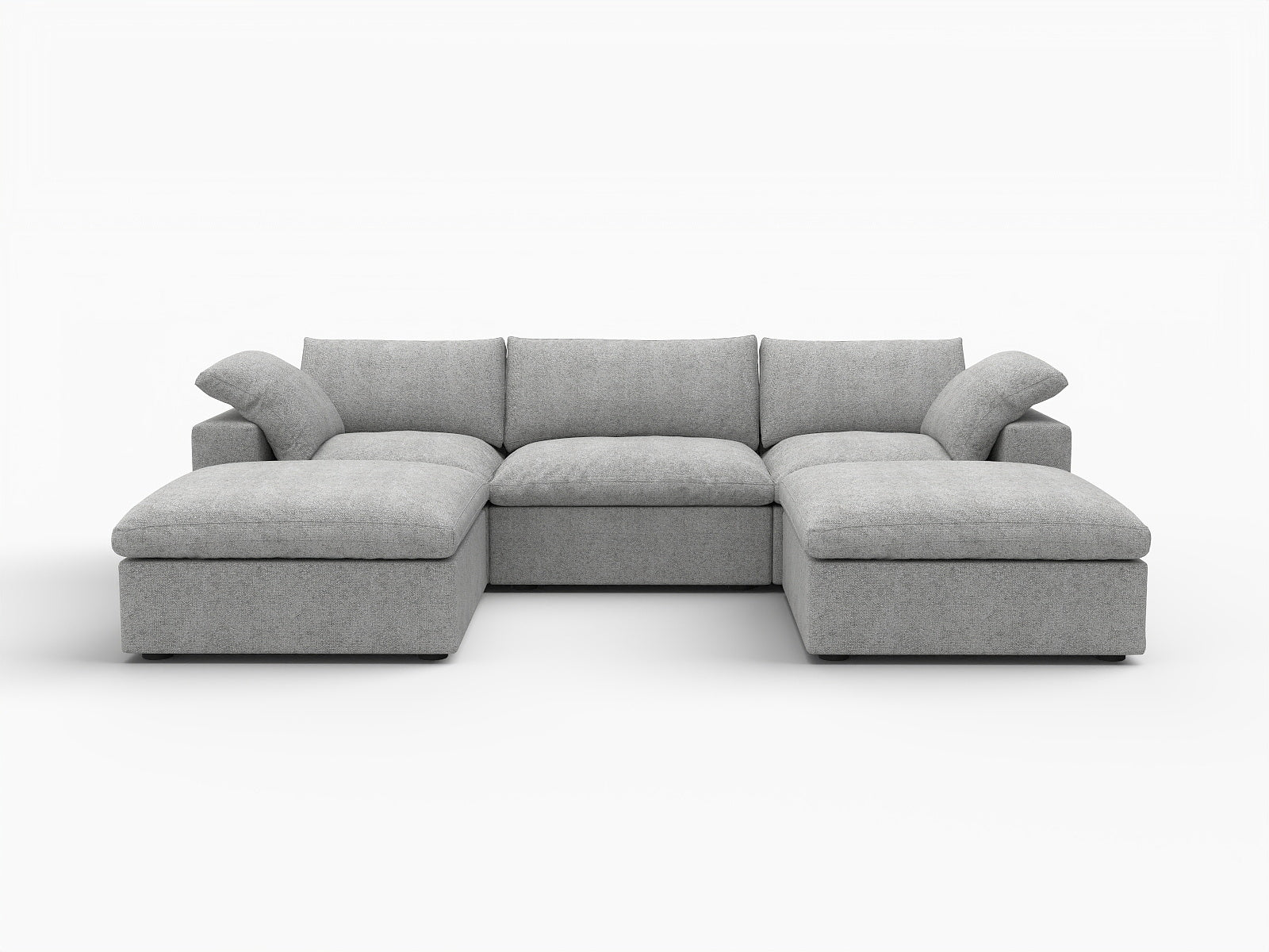 120" Light Gray Linen Blend Modular Universal Sofa With Ottoman And Storage