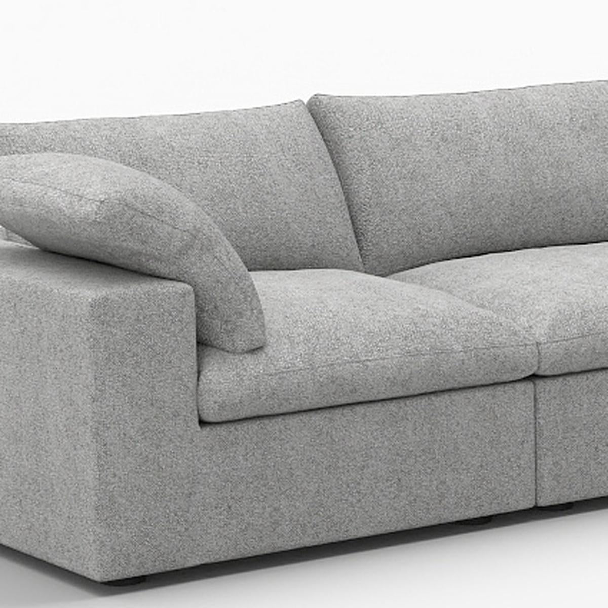 160" Light Gray Linen Blend Modular Sofa With Ottoman And Storage