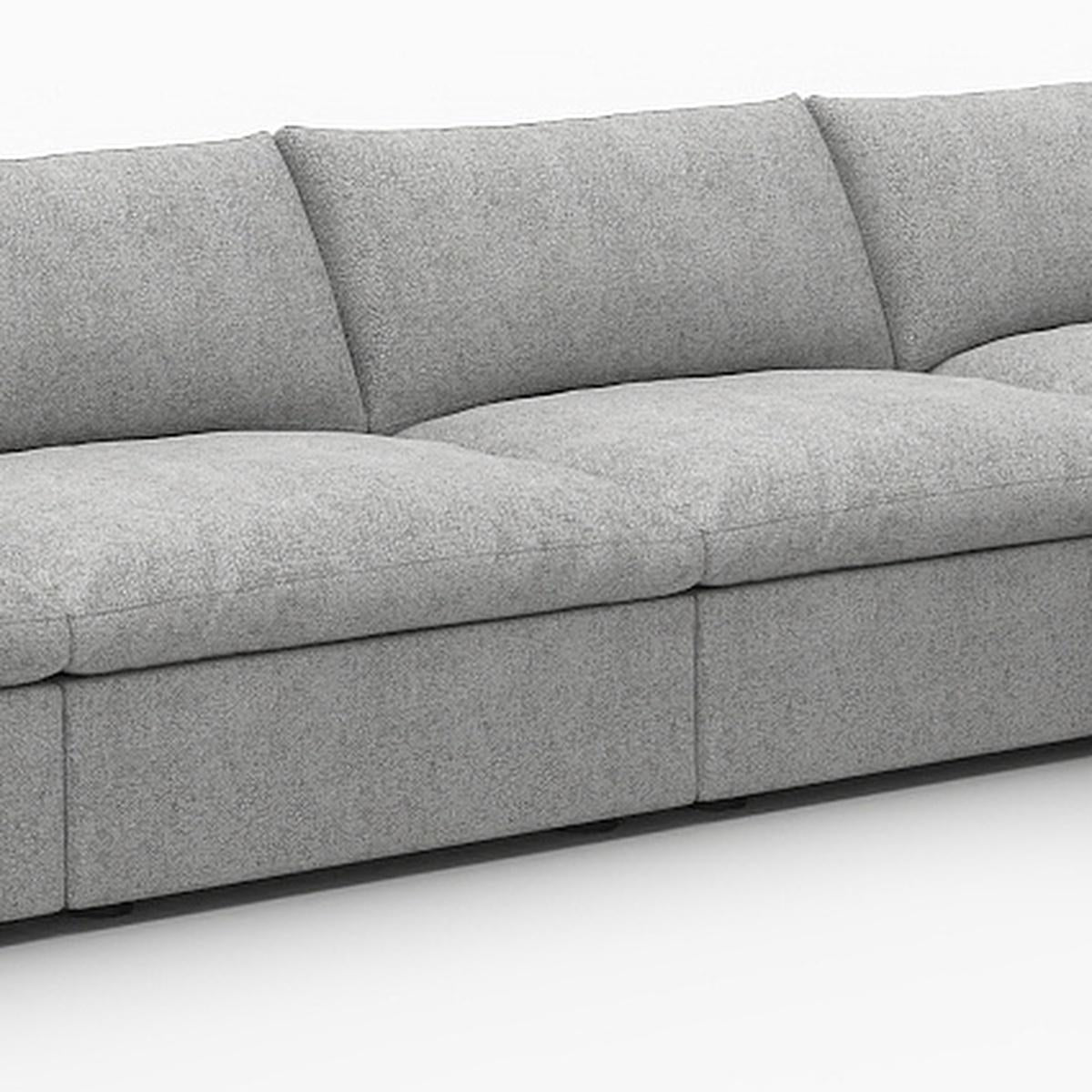 160" Light Gray Linen Blend Modular Sofa With Ottoman And Storage