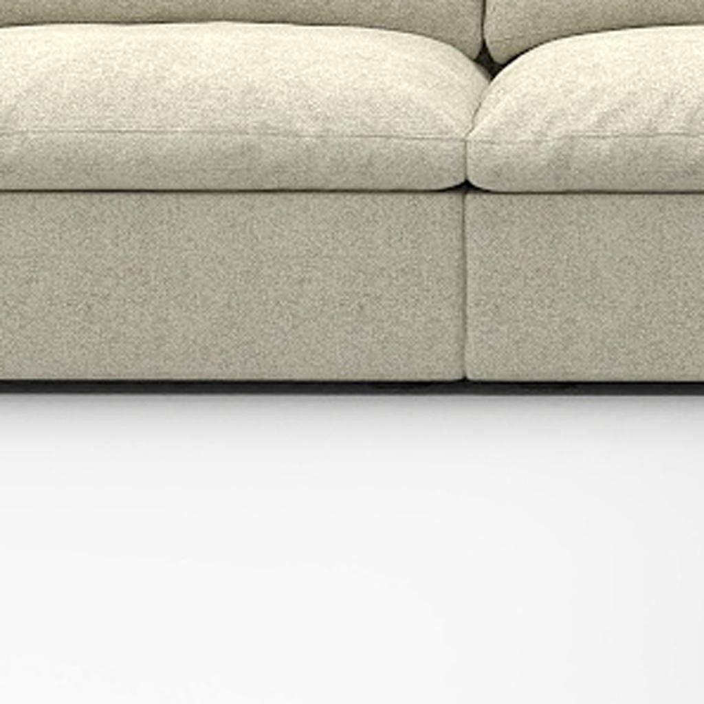 160" Khaki Linen Blend Modular Armless Sofa With Ottomans Toss Pillows And Storage