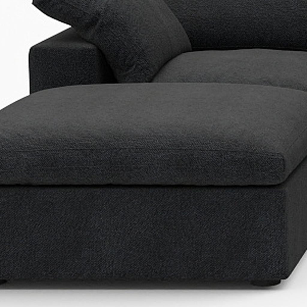 160" Black Linen Blend Modular Sofa With Ottomans Toss Pillows And Storage