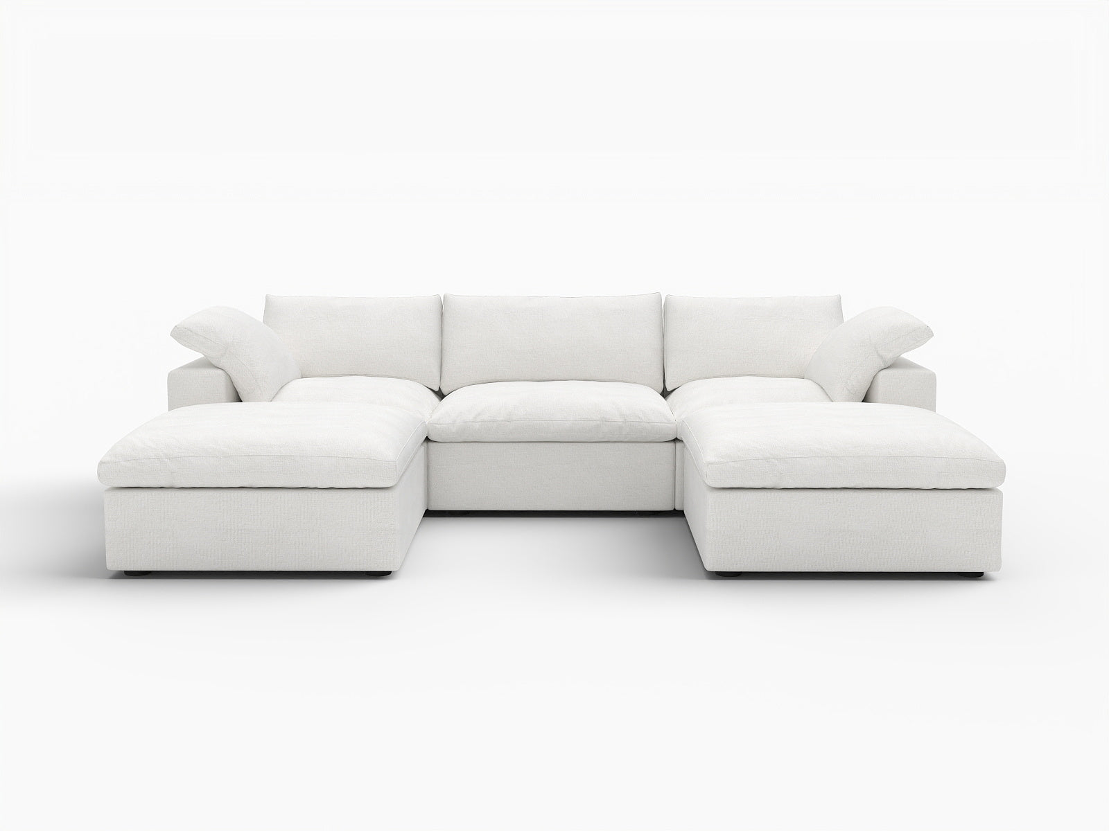 120" White Linen Blend Modular Universal Sofa With Ottoman And Storage