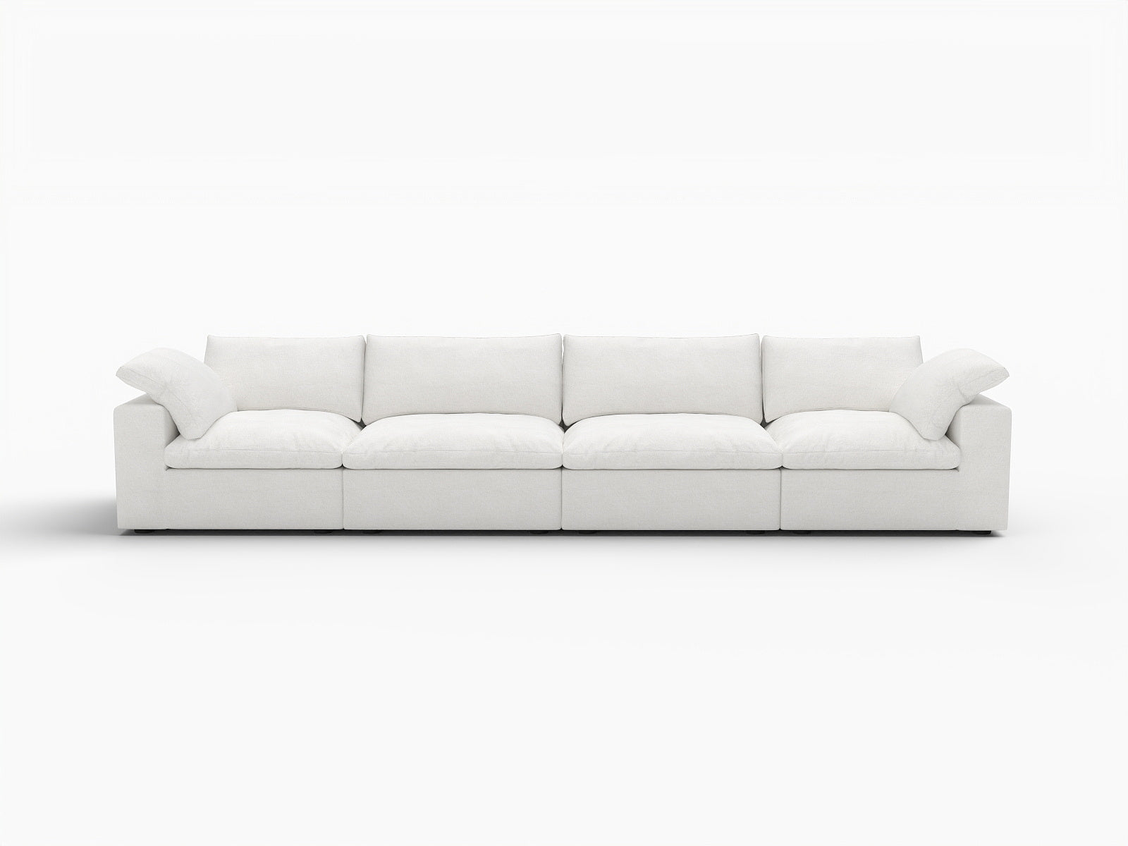 160" White Linen Blend Modular Sofa With Toss Pillows