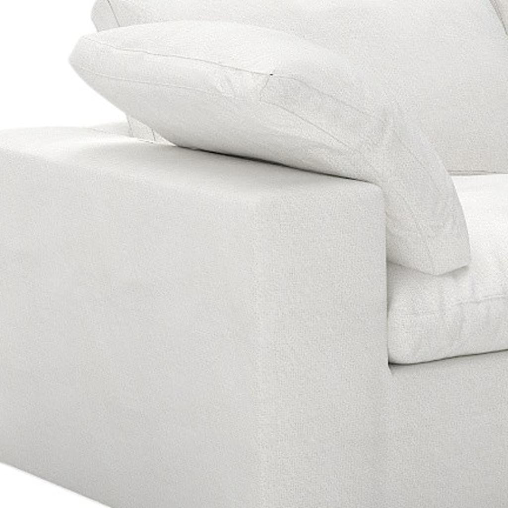 120" White Linen Blend Modular Sofa With Toss Pillows
