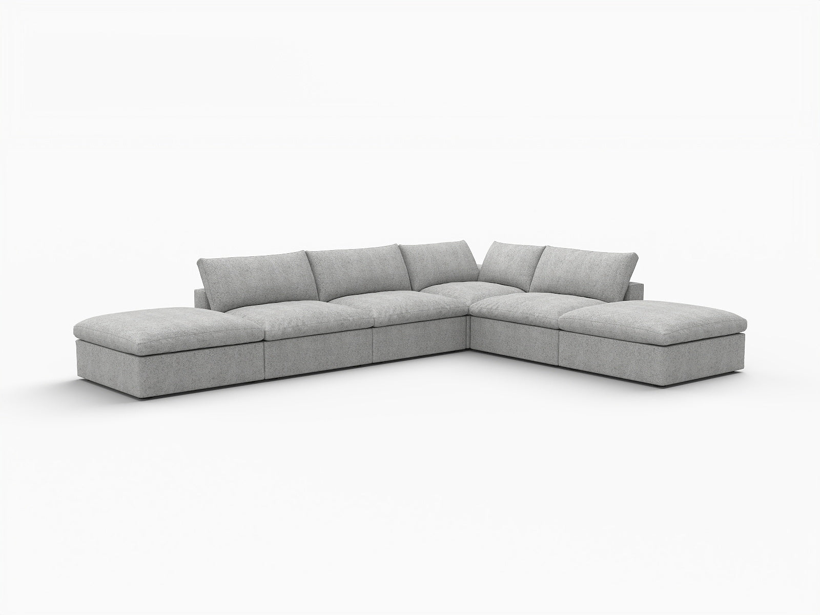 160" Light Gray Linen Blend Modular Armless Sofa With Ottomans And Storage