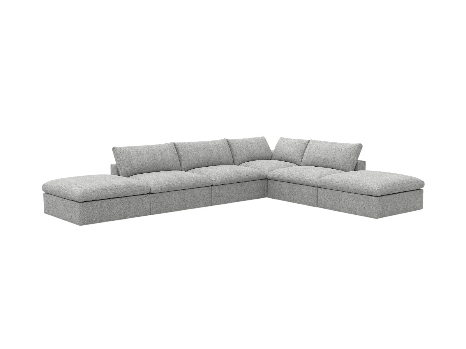 160" Light Gray Linen Blend Modular Armless Sofa With Ottomans And Storage