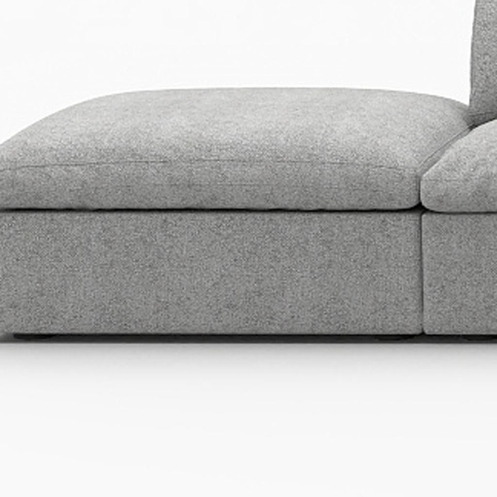 160" Light Gray Linen Blend Modular Armless Sofa With Ottomans And Storage