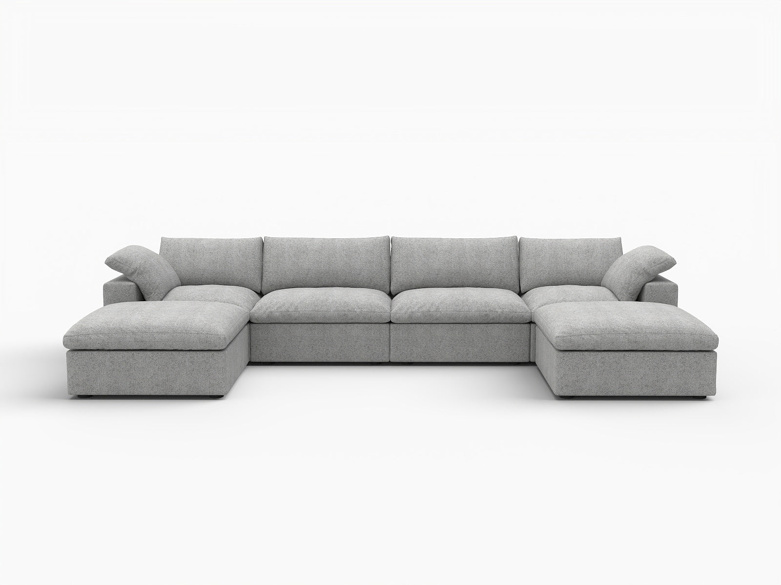 160" Light Gray Linen Blend Modular Sofa With Ottomans Toss Pillows And Storage