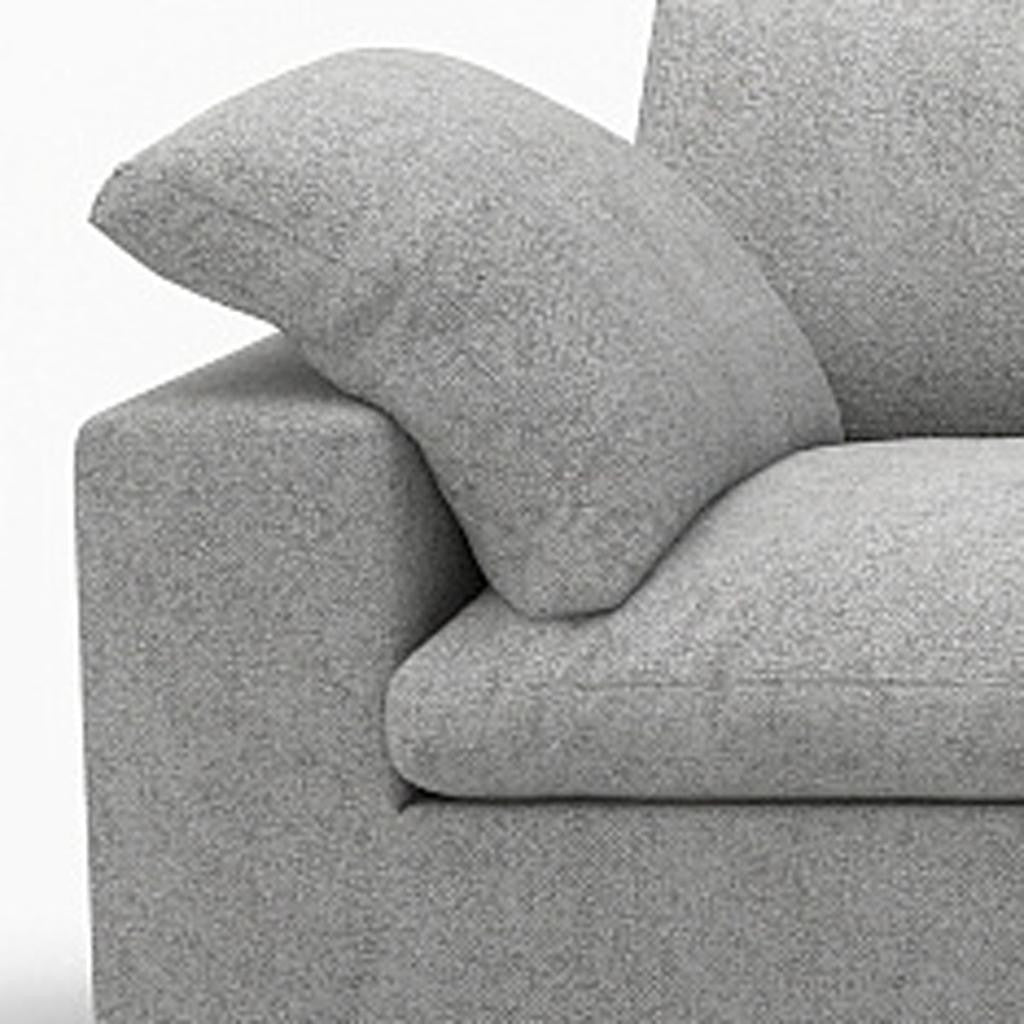 160" Light Gray Linen Blend Modular Sofa With Toss Pillows