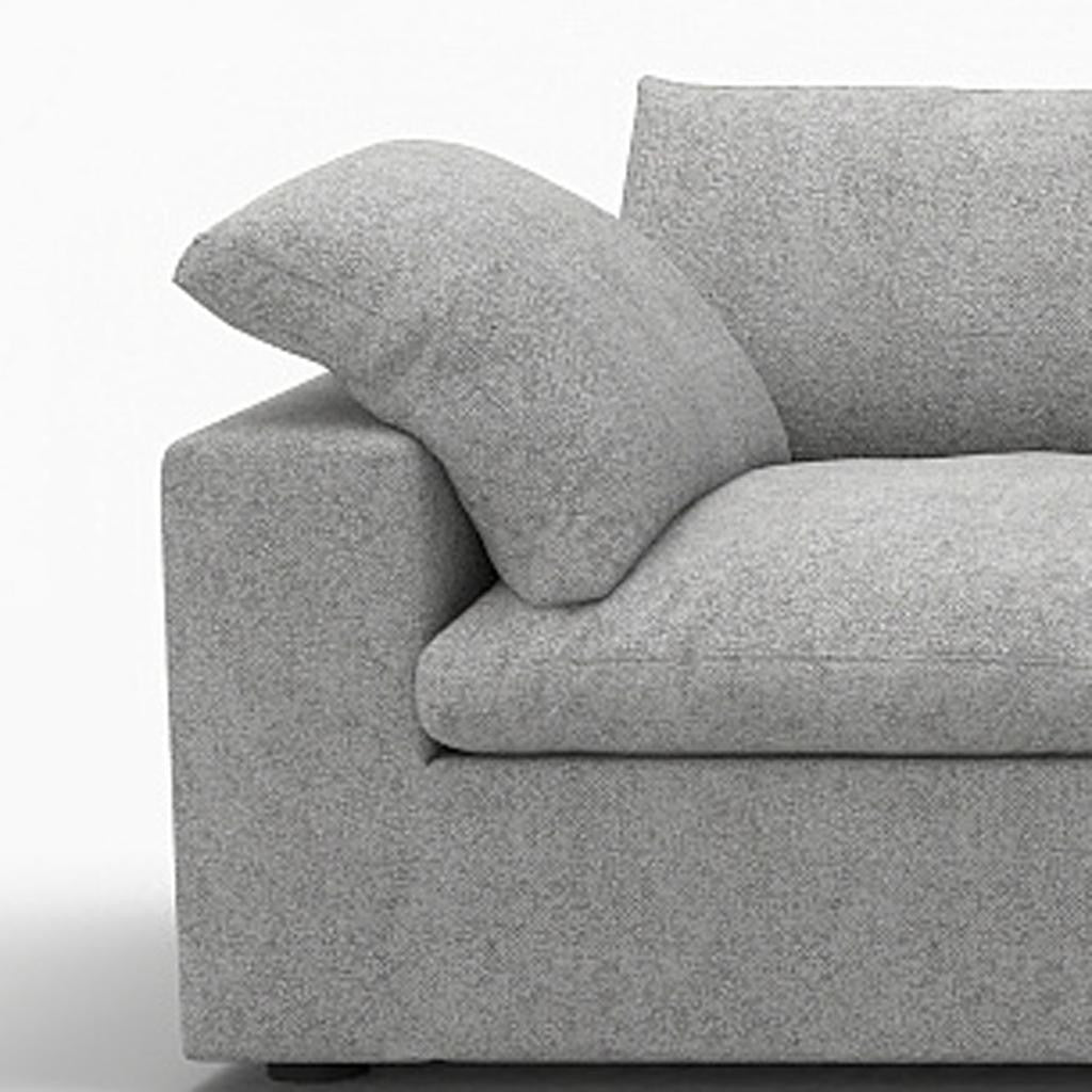 160" Light Gray Linen Blend Modular Sofa With Toss Pillows