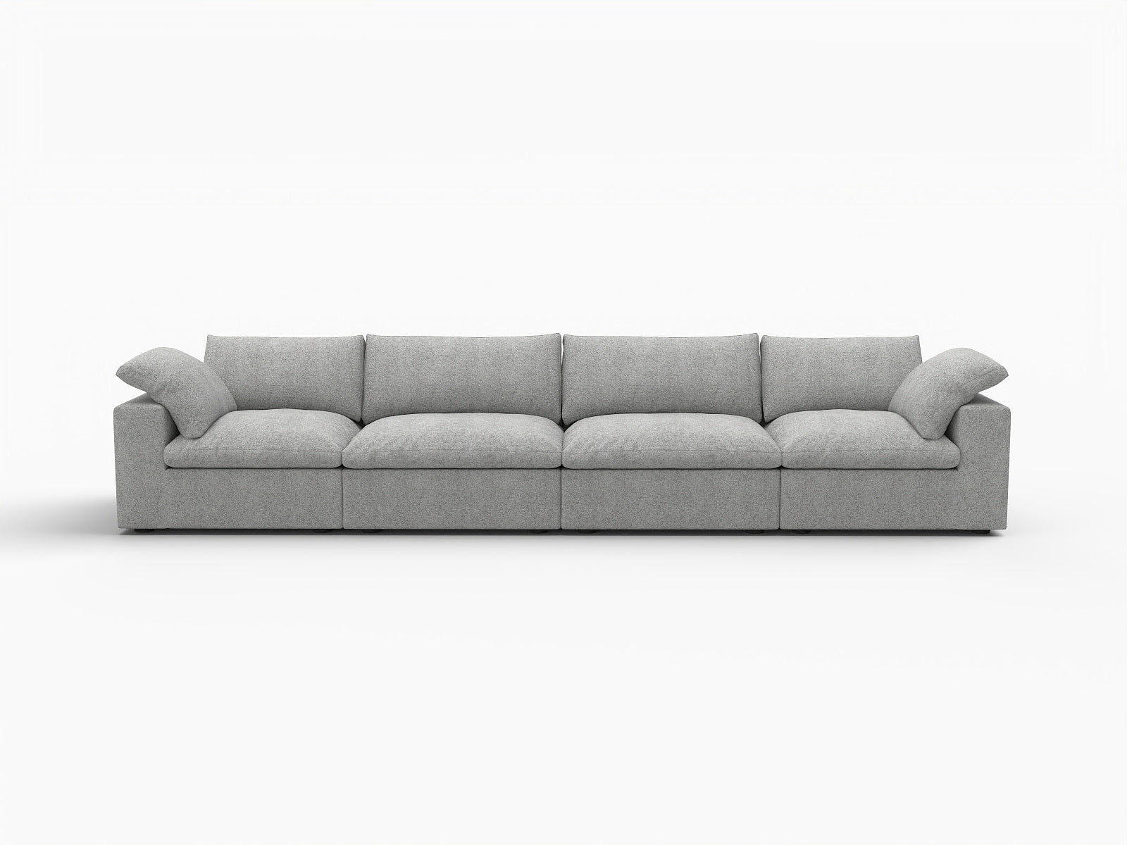 160" Light Gray Linen Blend Modular Sofa With Toss Pillows