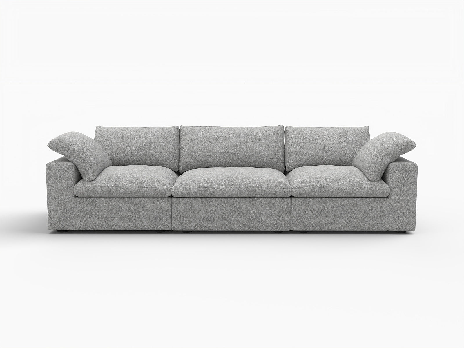 120" Light Gray Linen Blend Modular Sofa With Toss Pillows