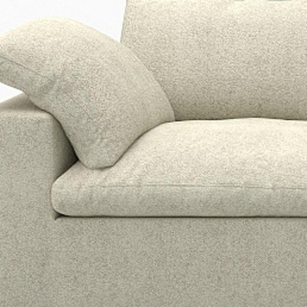160" Khaki Linen Blend Modular Sofa With Ottoman And Toss Pillows