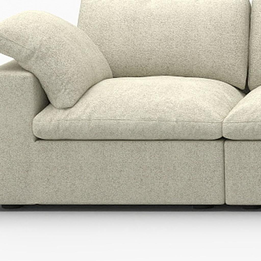 160" Khaki Linen Blend Modular Sofa With Ottoman And Toss Pillows