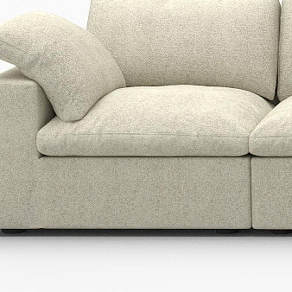 157" Khaki Linen Blend Modular Sofa With Ottoman And Toss Pillows