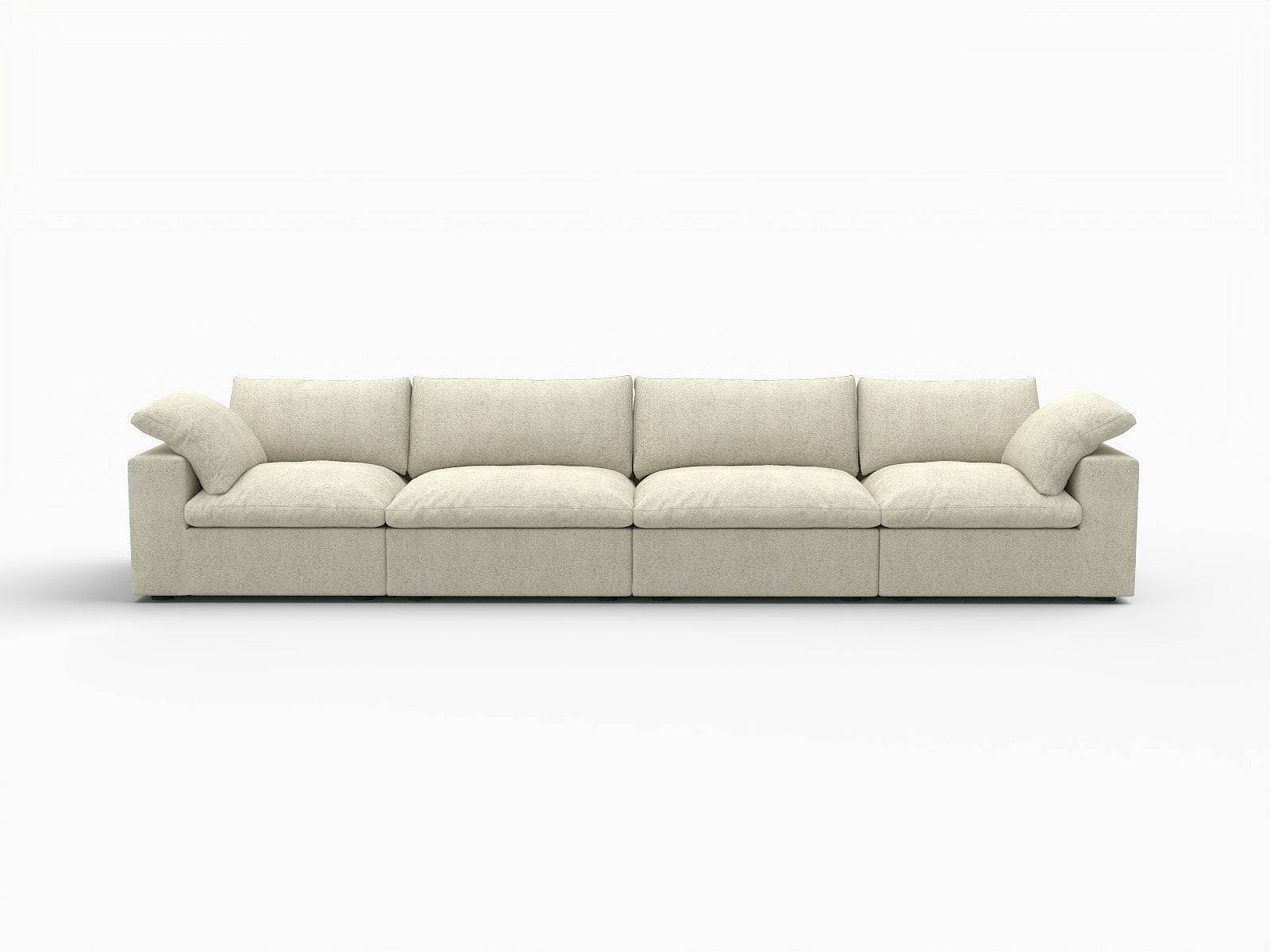 160" Khaki Linen Blend Modular Sofa With Toss Pillows