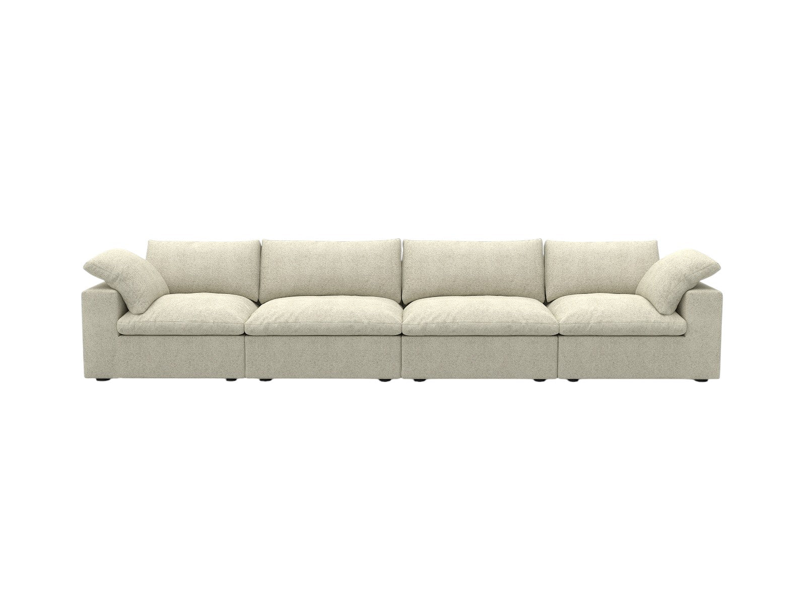 160" Khaki Linen Blend Modular Sofa With Toss Pillows