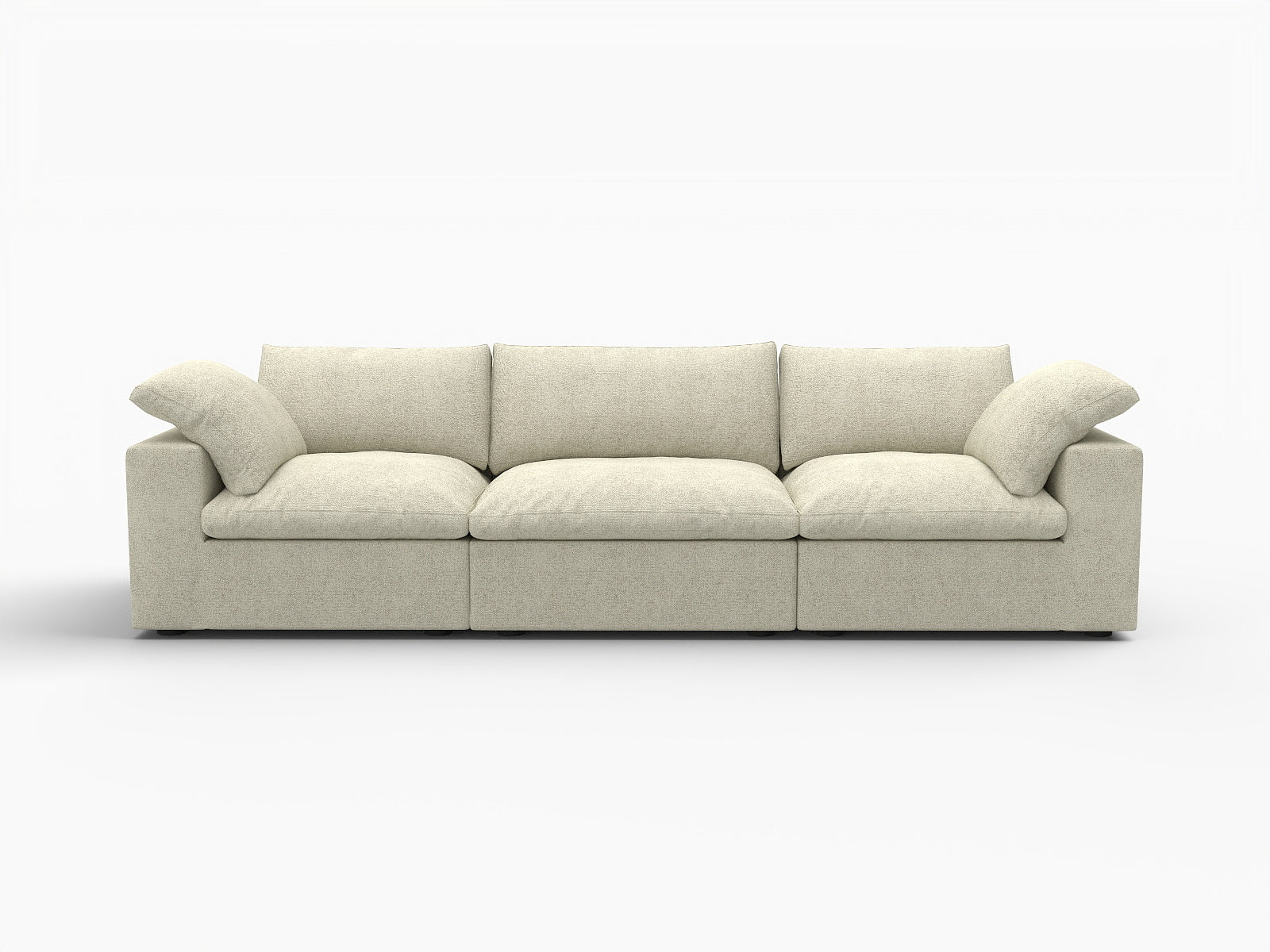 120" Khaki Linen Blend Modular Sofa With Toss Pillows