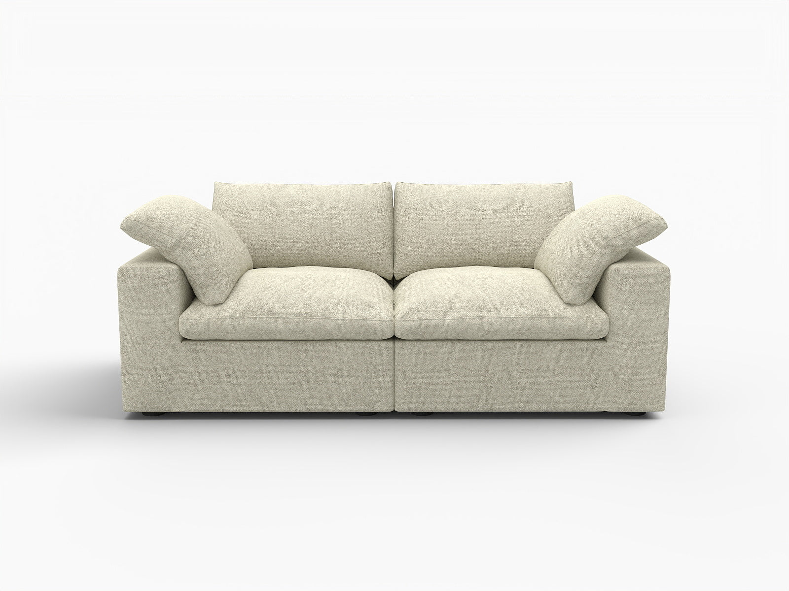 80" Khaki Linen Blend Modular Loveseat