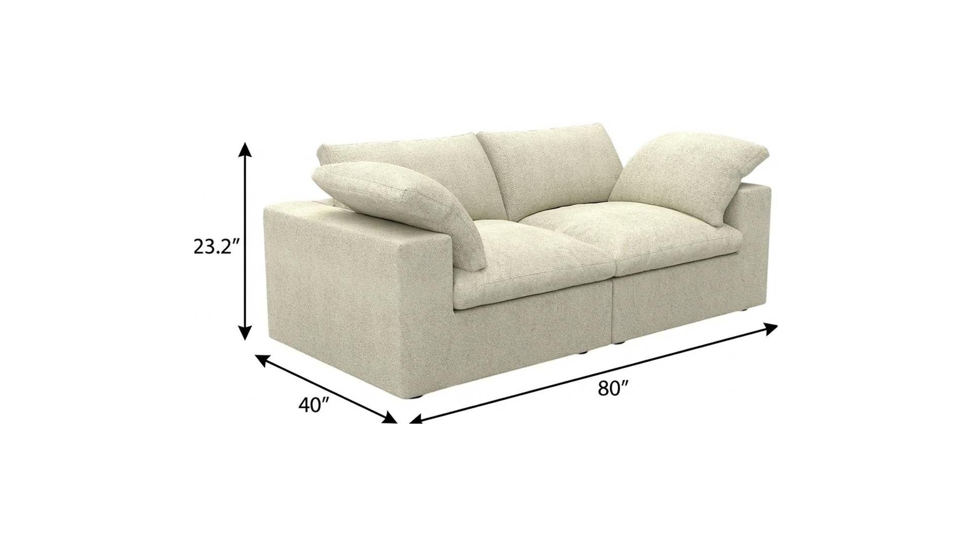 80" Khaki Linen Blend Modular Loveseat