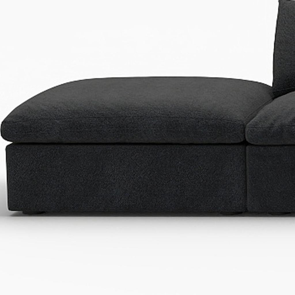160" Black Linen Blend Modular Armless Sofa With Ottomans And Storage