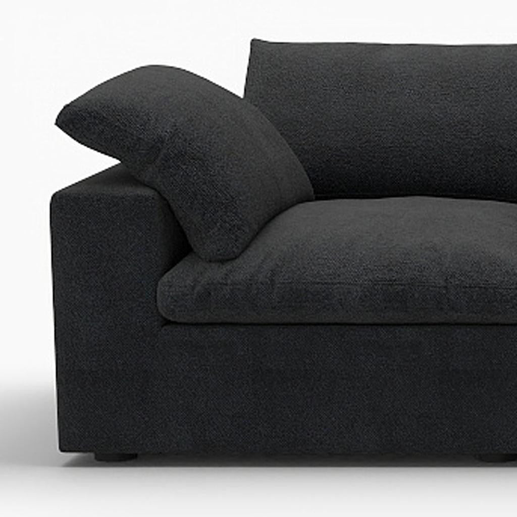 160" Black Linen Blend Modular Sofa With Toss Pillows