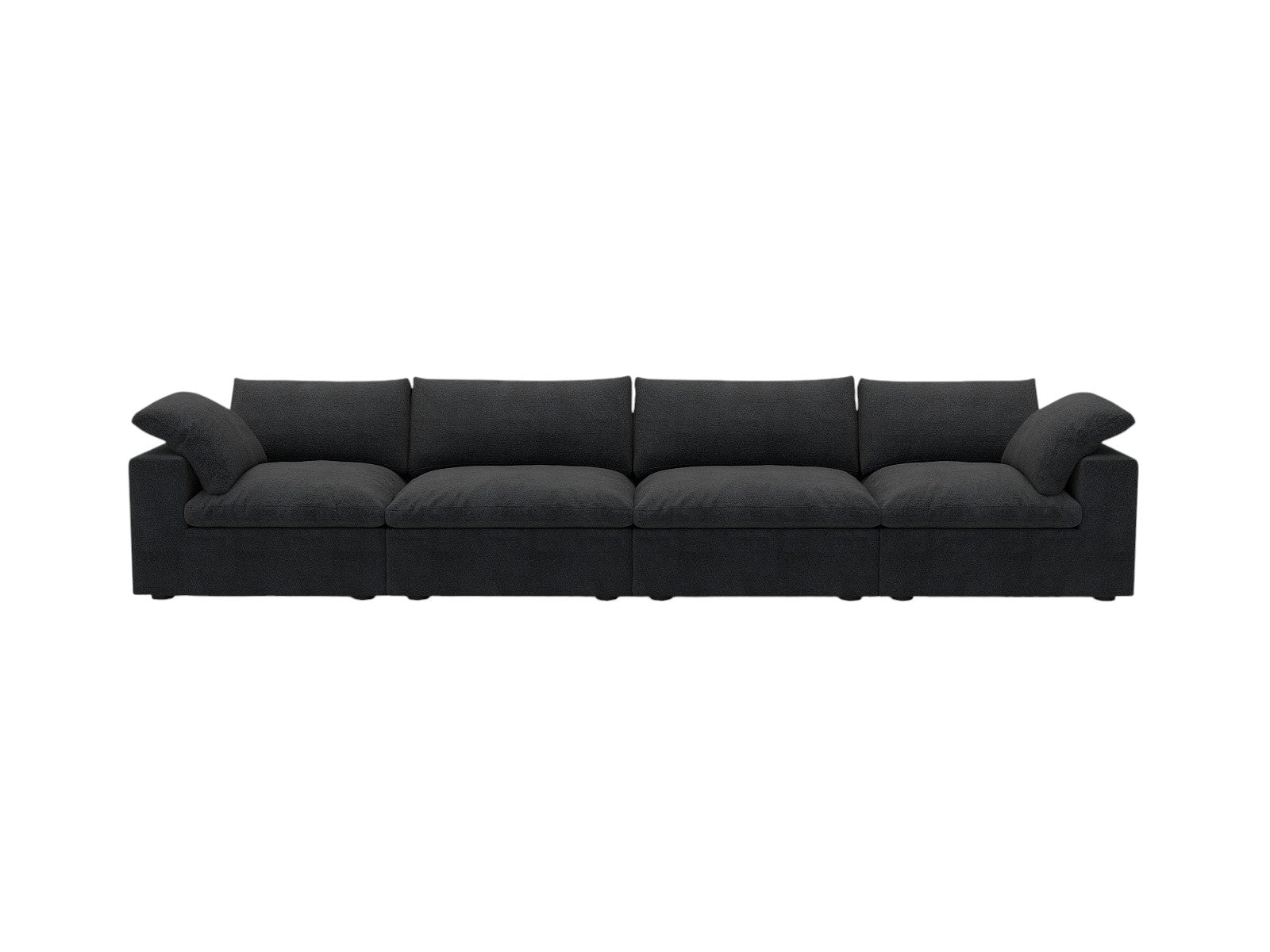 160" Black Linen Blend Modular Sofa With Toss Pillows
