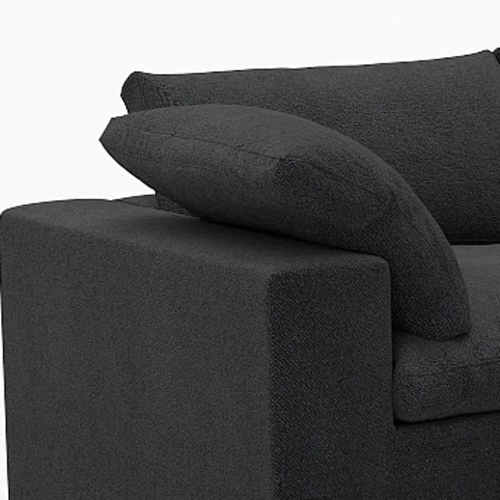 160" Black Linen Blend Modular Sofa With Toss Pillows