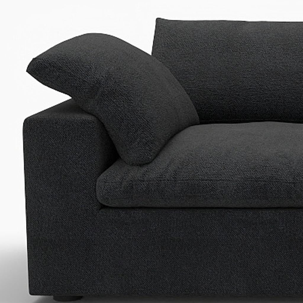 120" Black Linen Blend Modular Sofa With Toss Pillows