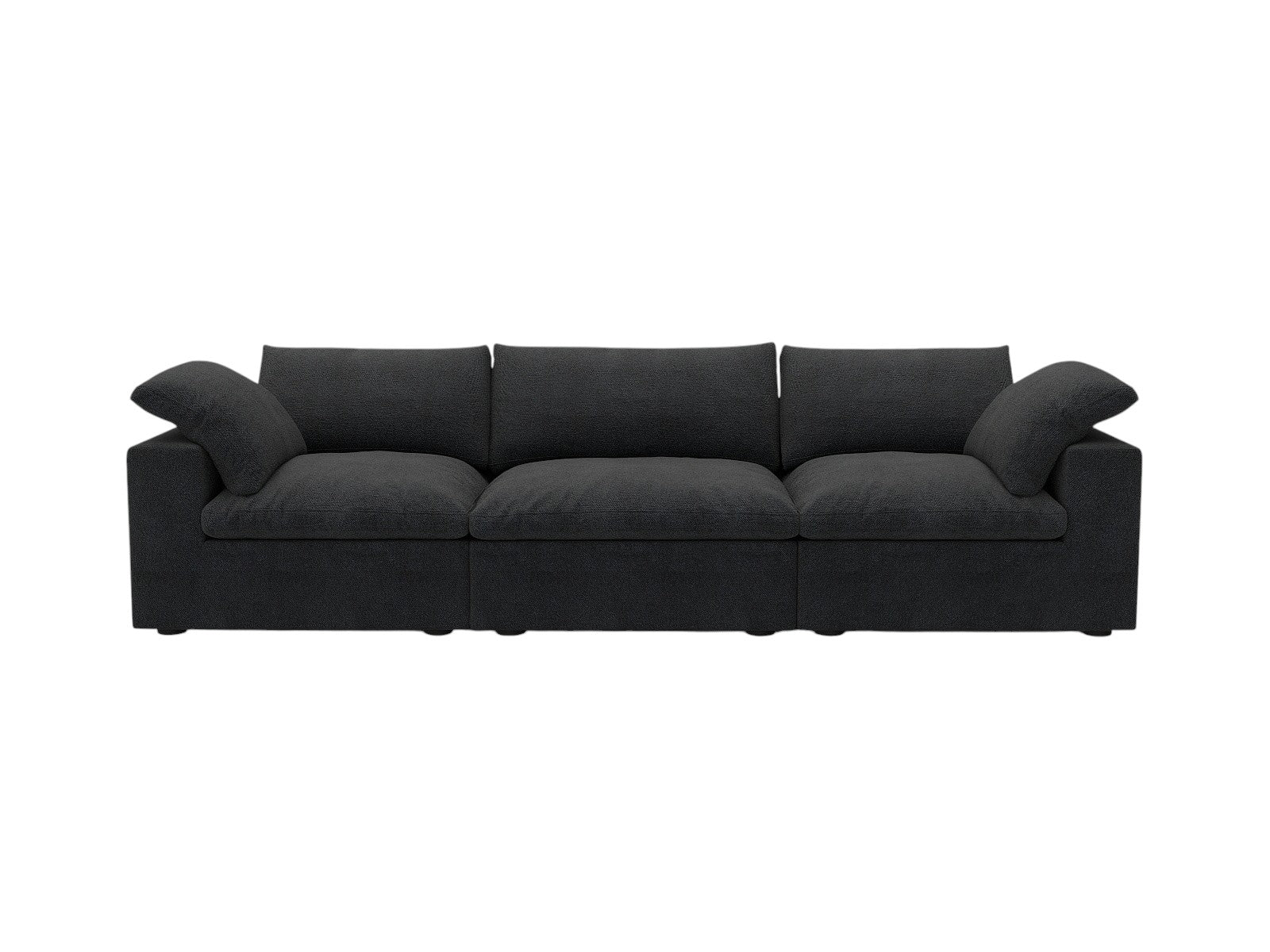 120" Black Linen Blend Modular Sofa With Toss Pillows