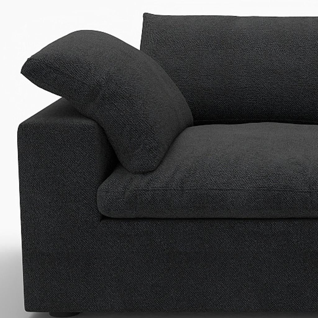 80" Black Linen Blend Modular Loveseat