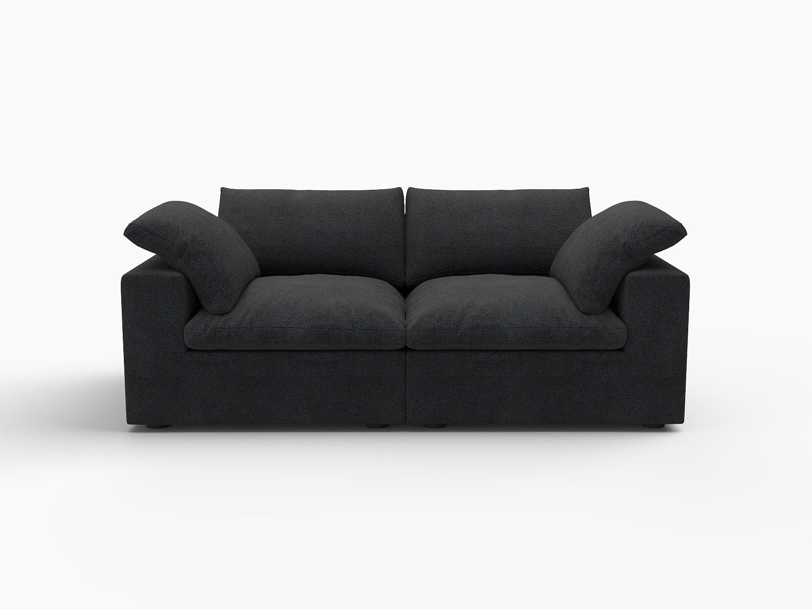 80" Black Linen Blend Modular Loveseat