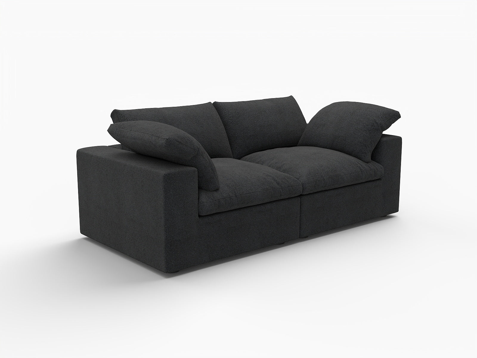 80" Black Linen Blend Modular Loveseat