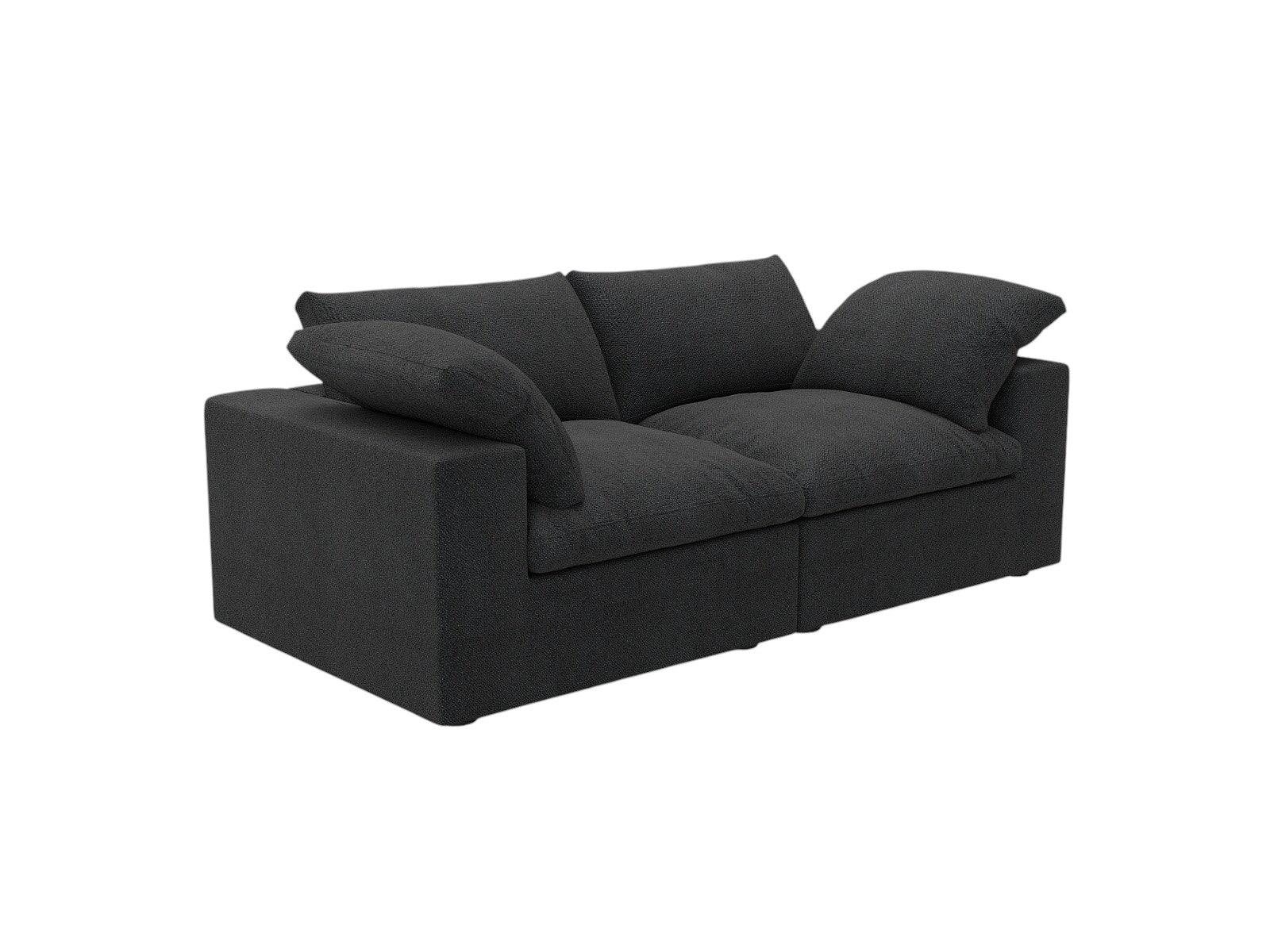 80" Black Linen Blend Modular Loveseat