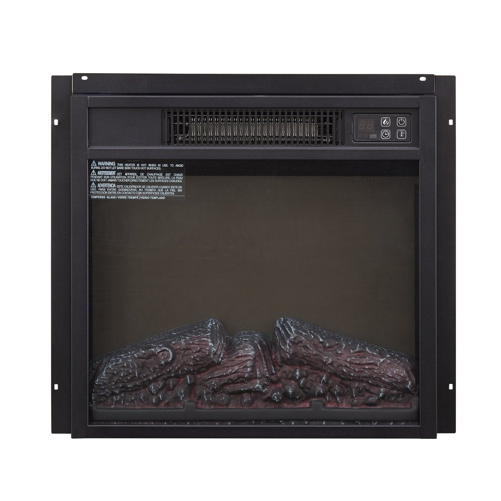 18" Black Metal Electric Fireplace Insert With LED