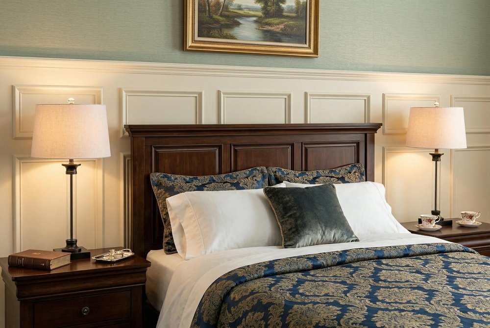 Set of Two 30" Black Table Lamps With Drum Shades